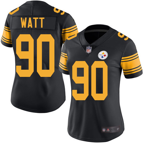 Women Pittsburgh Steelers Football 90 Limited Black T J Watt Rush Vapor Untouchable Nike NFL Jersey